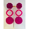PLAGE longue Fuchsia Cabochon FLEUR - Francine BRAMLI Paris