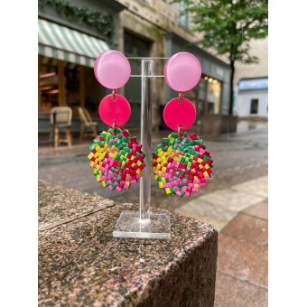PLAGE Rose, Fuchsia, vert - Francine BRAMLI Paris