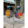 TREFLE Bleu, Jaune, Rouge Cabochon Bleu - Francine BRAMLI Paris