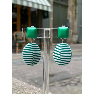 CARACAS Vert & blanc PM - Francine BRAMLI Paris