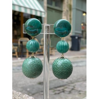 DANILA vert et perle en cuir de Galuchat - Francine BRAMLI Paris