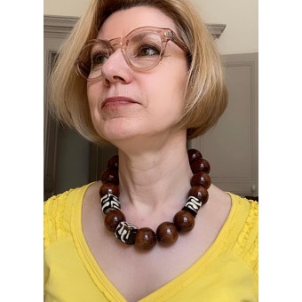 Collier KOFFI perles de bois & Résine - FRANCINE BRAMLI Paris