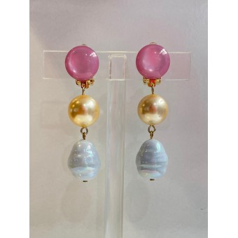 BAYA Rose jaune & bleu pâle - Francine BRAMLI Paris