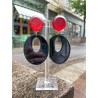 DELIA noir Cabochon rouge givré - Francine BRAMLI Paris