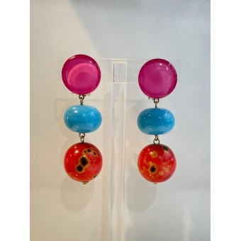 GEORGIA fuchsia turquoise & corail - Francine BRAMLI Paris