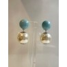 PERLE nacrée Cabochon bleu ciel - Francine BRAMLI Paris