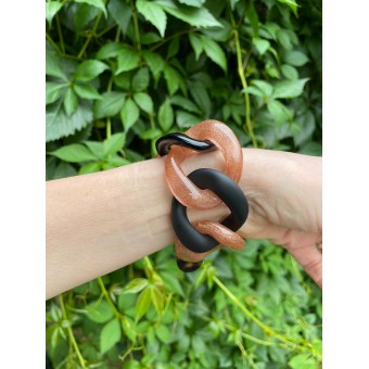 ANTHONY Maillons Noir & mat, doré pailleté - FRANCINE BRAMLI Paris bracelet