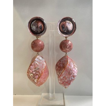 MANEA nacre rose Cabochon miroir - Francine BRAMLI Paris