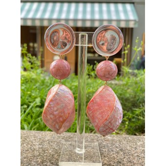 MANEA nacre rose Cabochon miroir - Francine BRAMLI Paris