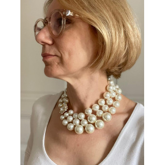 JOSEPHINE Perles nacrées 3 rangs - Francine BRAMLI Paris collier