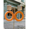 CREOLES Orange Cabochon miroir laser - Francine BRAMLI Paris