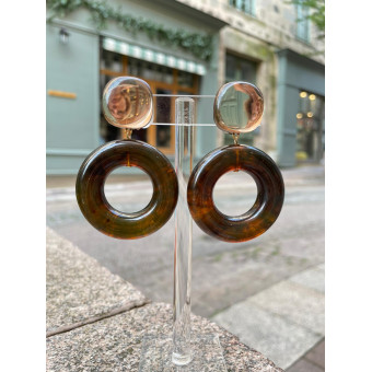 VANILLE marron kaki Cabochon miroir - Francine BRAMLI Paris