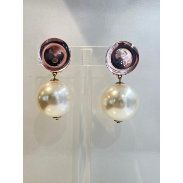 PERLE nacrée Cabochon rose miroir - Francine BRAMLI Paris