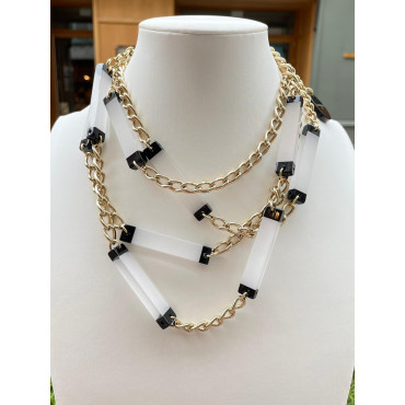 Sautoir EMILIO  noir & blanc - FRANCINE BRAMLI PARIS collier