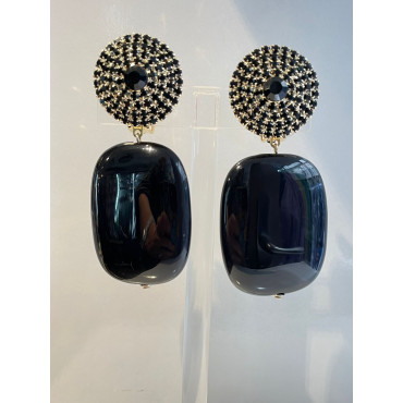 LINGOT noir Cabochon cristal - Francine BRAMLI Paris