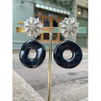 FIONA noir Cabochon cristal - Francine BRAMLI Paris