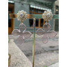 FLEUR rose pailleté Cabochon cristal - Francine BRAMLI Paris