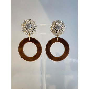 AKITA marron Cabochon Cristal - Francine BRAMLI Paris