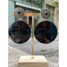 MYRIAM noir Cabochon cristal noir & blanc - Francine BRAMLI Paris