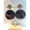 MYRIAM noir Cabochon cristal noir & blanc - Francine BRAMLI Paris