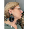 MYRIAM noir Cabochon cristal noir & blanc - Francine BRAMLI Paris