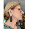 NAVETTE écaille bordeaux Cabochon PM Cristal - Francine BRAMLI Paris