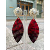NAVETTE écaille bordeaux Cabochon PM Cristal - Francine BRAMLI Paris