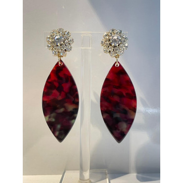 NAVETTE écaille bordeaux Cabochon PM Cristal - Francine BRAMLI Paris