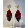 NAVETTE écaille bordeaux Cabochon PM Cristal - Francine BRAMLI Paris