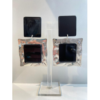 FLORA noir & argenté - Francine BRAMLI Paris
