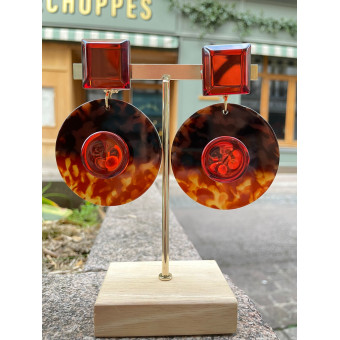 CHAPI écaille bordeaux Cabochon miroir - Francine BRAMLI Paris