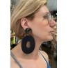 INAYA cuir noir Cabochon écaille - Francine BRAMLI Paris