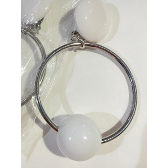 Boucles d'oreilles Blanc et argent - Francine BRAMLI Paris