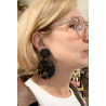 MAUD écaille, Cabochon cristal noir - Francine BRAMLI Paris