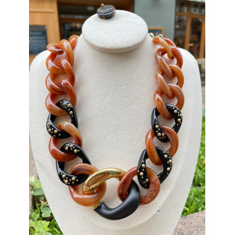 MICK Maillons noir doré caramel - FRANCINE BRAMLI Paris collier