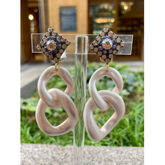 KEREN nacré rosé Cabochon cristal - Francine BRAMLI Paris