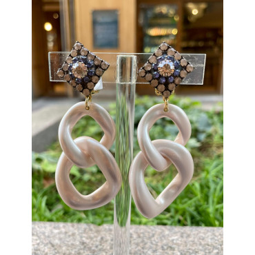 KEREN nacré rosé Cabochon cristal - Francine BRAMLI Paris
