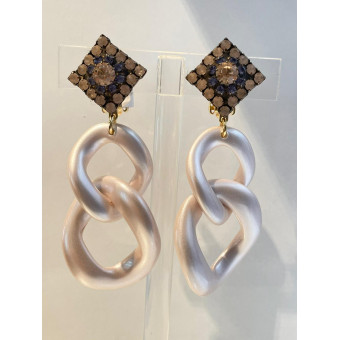 KEREN nacré rosé Cabochon cristal - Francine BRAMLI Paris