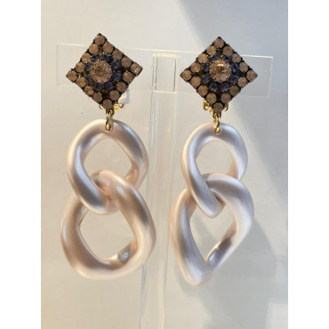 KEREN nacré rosé Cabochon cristal - Francine BRAMLI Paris