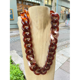 MARIO maillons bruns, rosés - Francine BRAMLI PARIS Collier