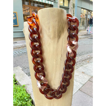 MARIO maillons bruns, rosés - Francine BRAMLI PARIS Collier