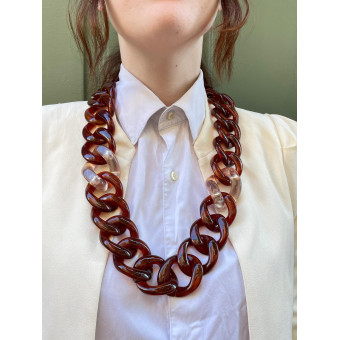 MARIO maillons bruns, rosés - Francine BRAMLI PARIS Collier