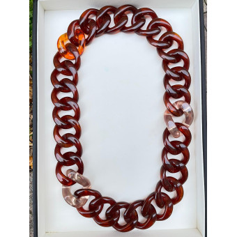MARIO maillons bruns, rosés - Francine BRAMLI PARIS Collier