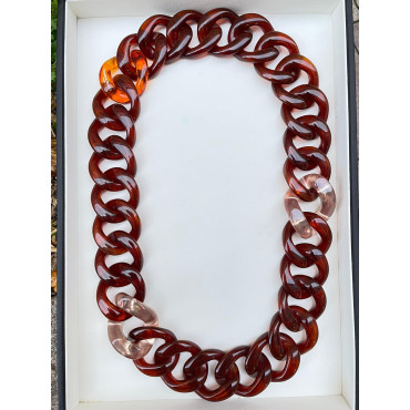 MARIO maillons bruns, rosés - Francine BRAMLI PARIS Collier