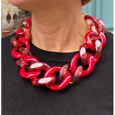 FREDDY Maillons rouges - FRANCINE BRAMLI Paris collier