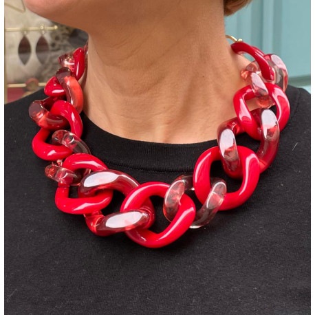 FREDDY Maillons rouges - FRANCINE BRAMLI Paris collier