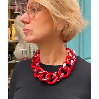 FREDDY Maillons rouges - FRANCINE BRAMLI Paris collier