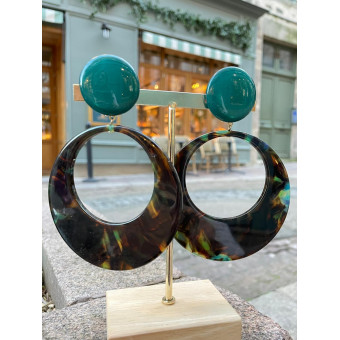CLOÉ bleu canard, vert, marron - Francine BRAMLI Paris