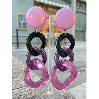 KEREN Maillons noir, prune, rose - Francine BRAMLI Paris