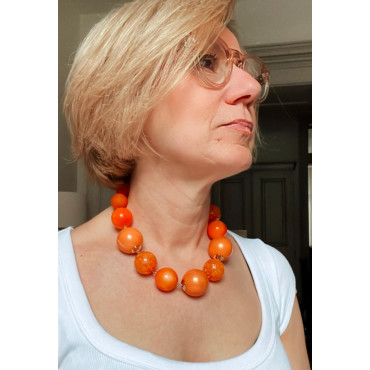 Collier OCTAVE perles oranges - Francine BRAMLI PARIS